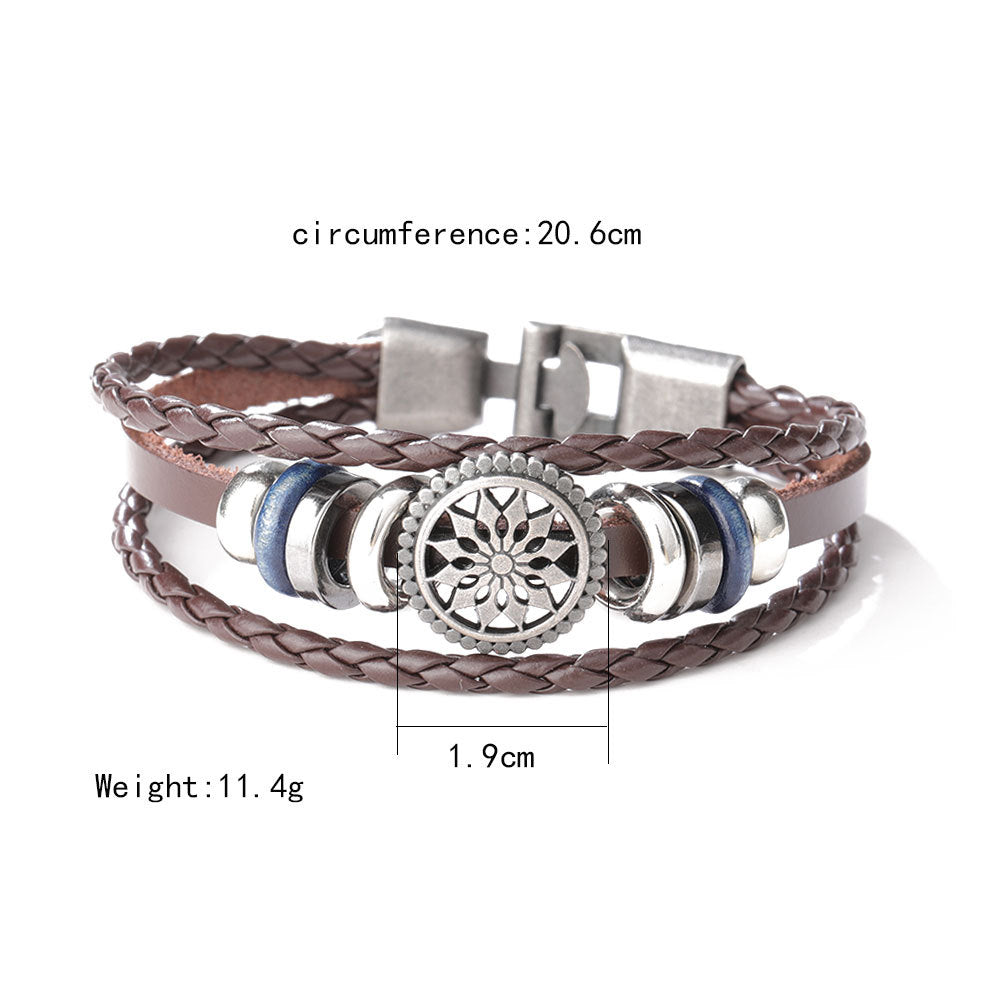Women's & Men's Alloy Beads Handmade Woven Leather String Bracelet