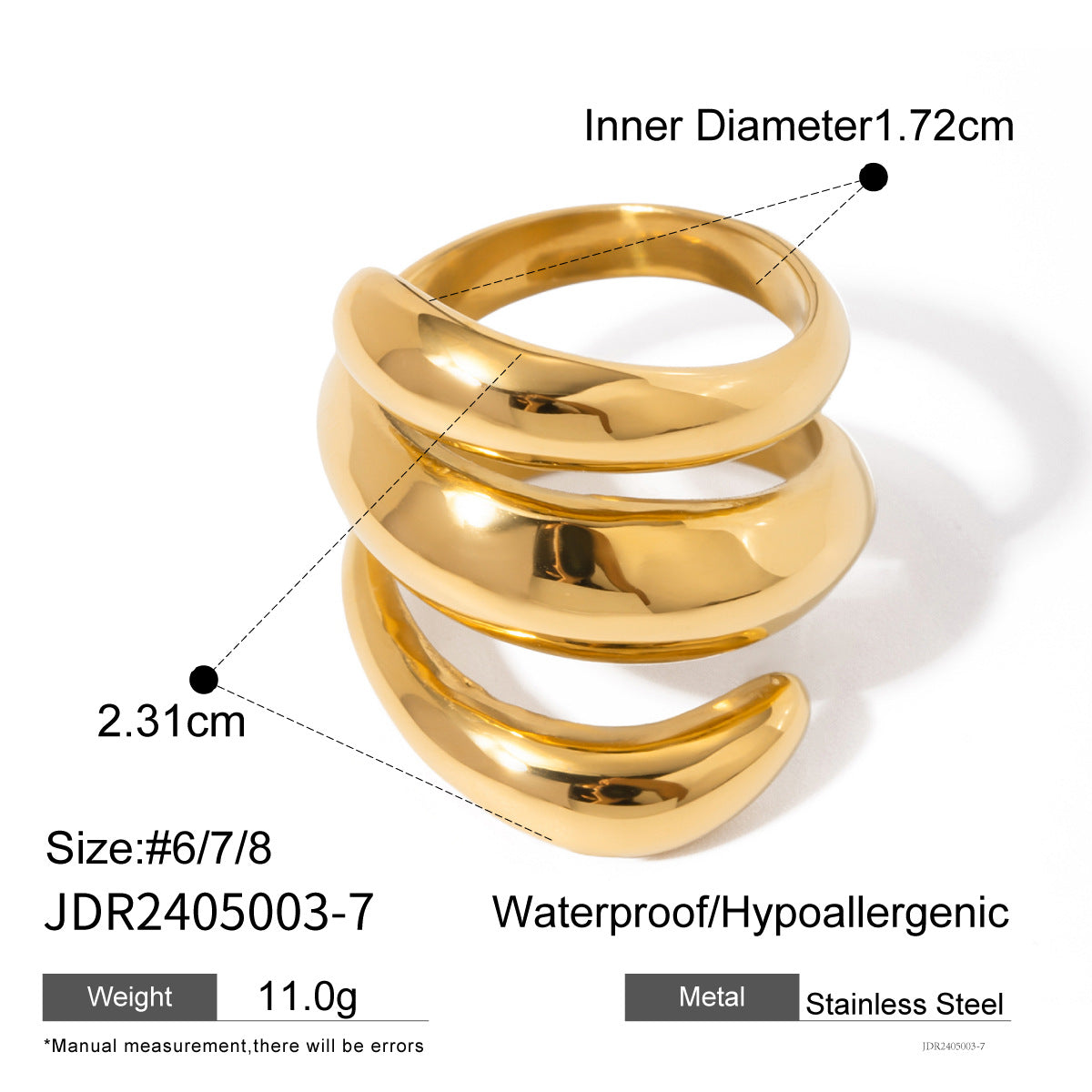 Gold Stainless Steel Glossy Fashionable High-grade Rings