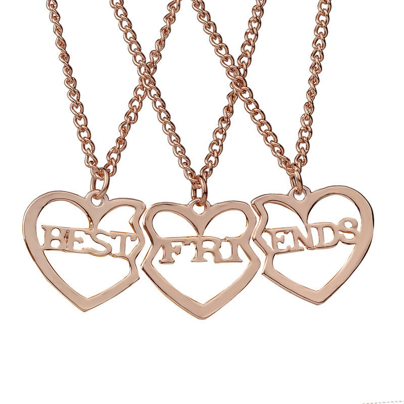 Friend Metal Stitching Love Peach Heart Necklace