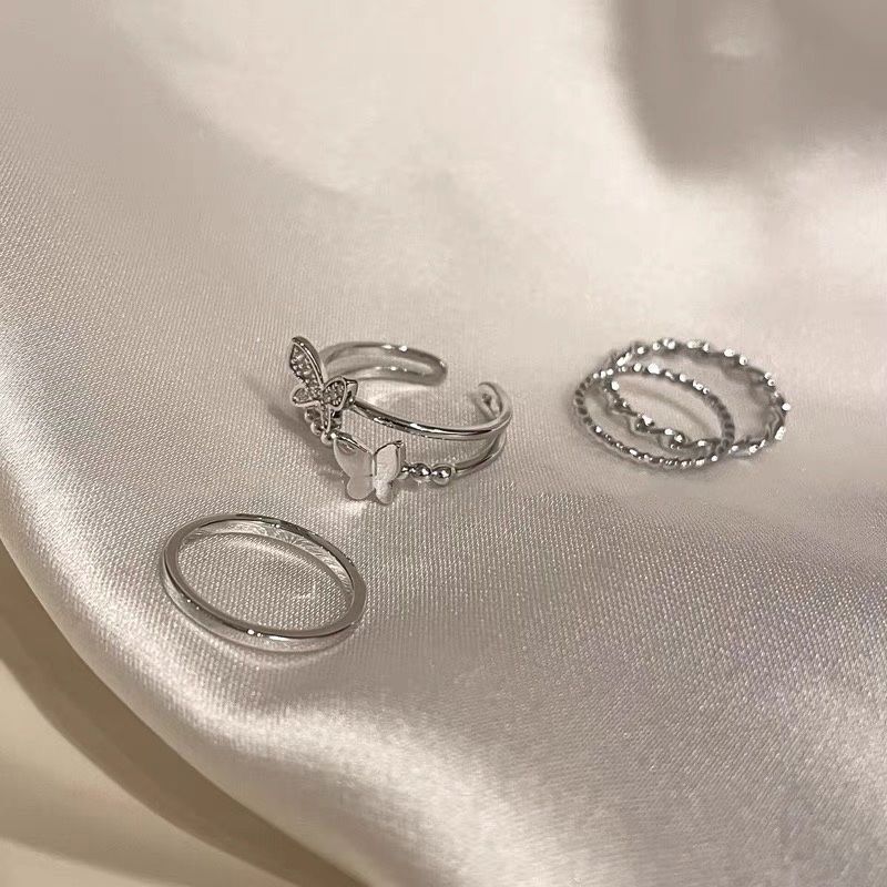 Butterfly Female Retro Minority Design Versatile Sier Opening Adjustable Male Rings