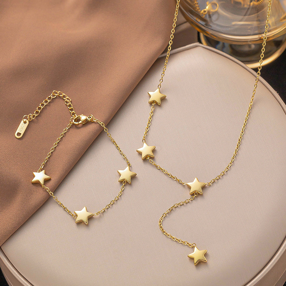 Geometric Titanium Steel Temperament Wild Design Flower Tassel Necklaces
