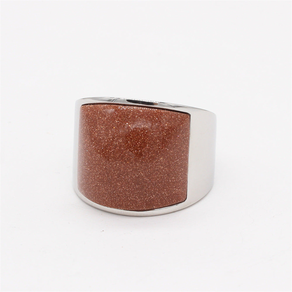Women's & Men's Fashion Gem Titanium Steel Simple Rings