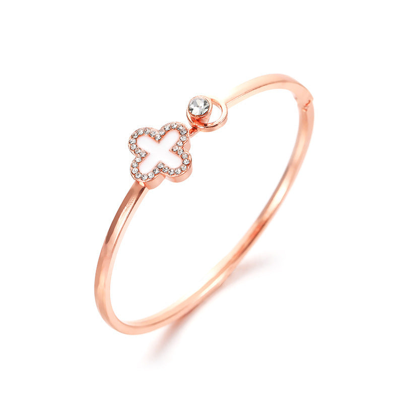 Women's Four-leaf Clover Lucky Sier Watch With Diamonds Do Bracelets