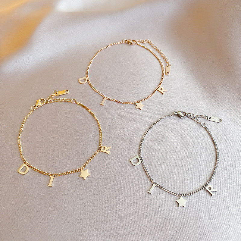 Fashion Creative Letters Simple Retro Metal Bracelets