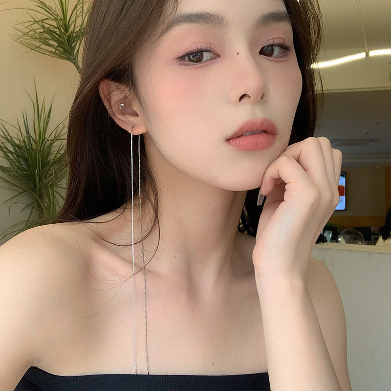 Women's Lengthened Sterling Sier Korean Style Personalized Minimalist Ear Line