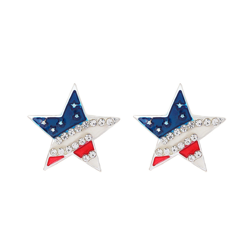 Women's Carnival Party Stars Stripes National Flag With Stud Earrings