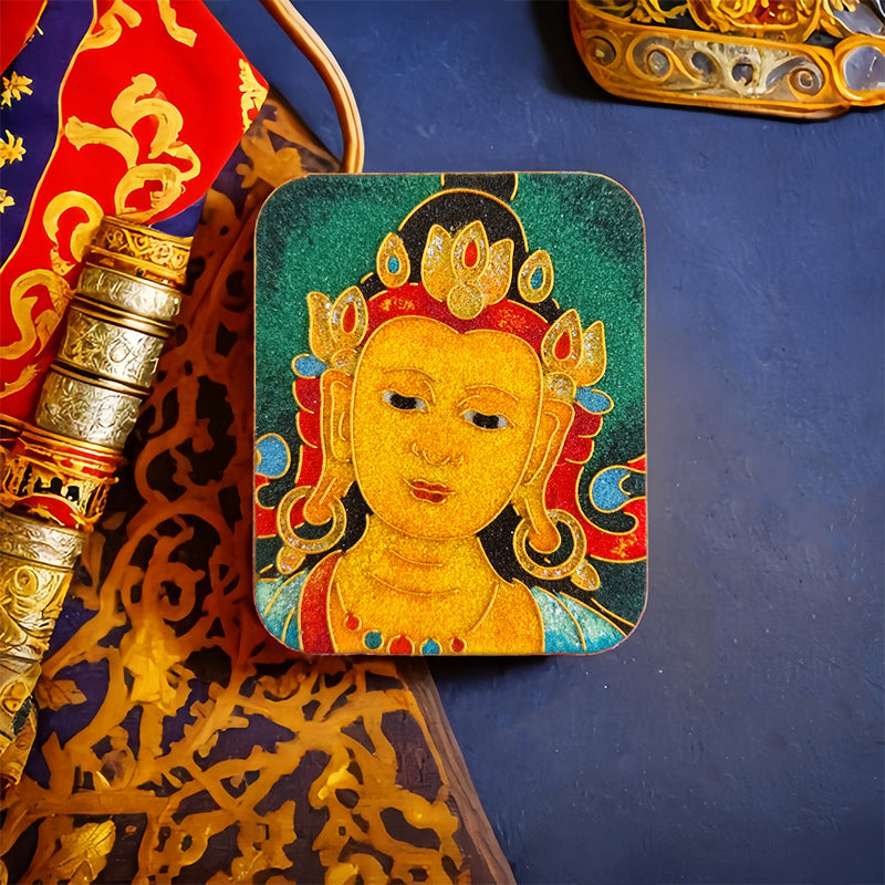 Brass Five Master Buddha Hand Painted Pendants