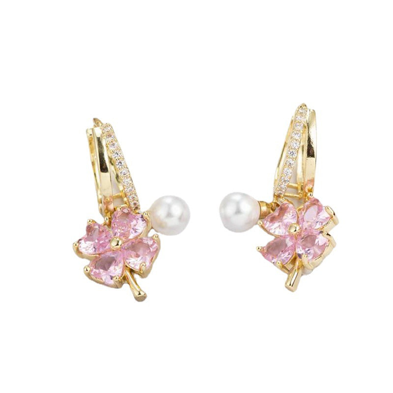 Flower Ear Clip Clover Pink Beauty Dignified Rings