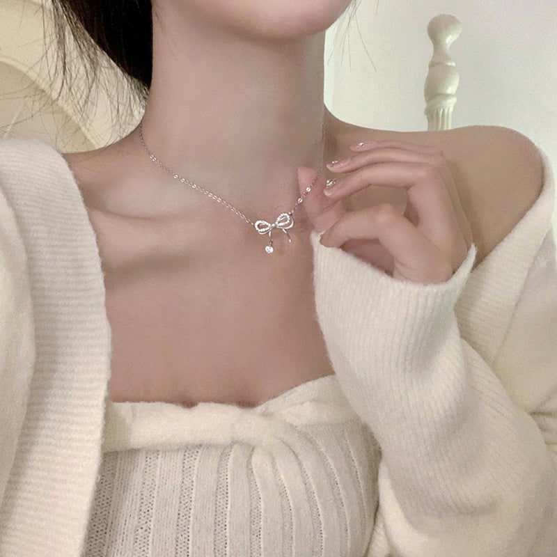 Point Full Series Female Bow Couple Design Clavicle Chain Sweater Necklaces
