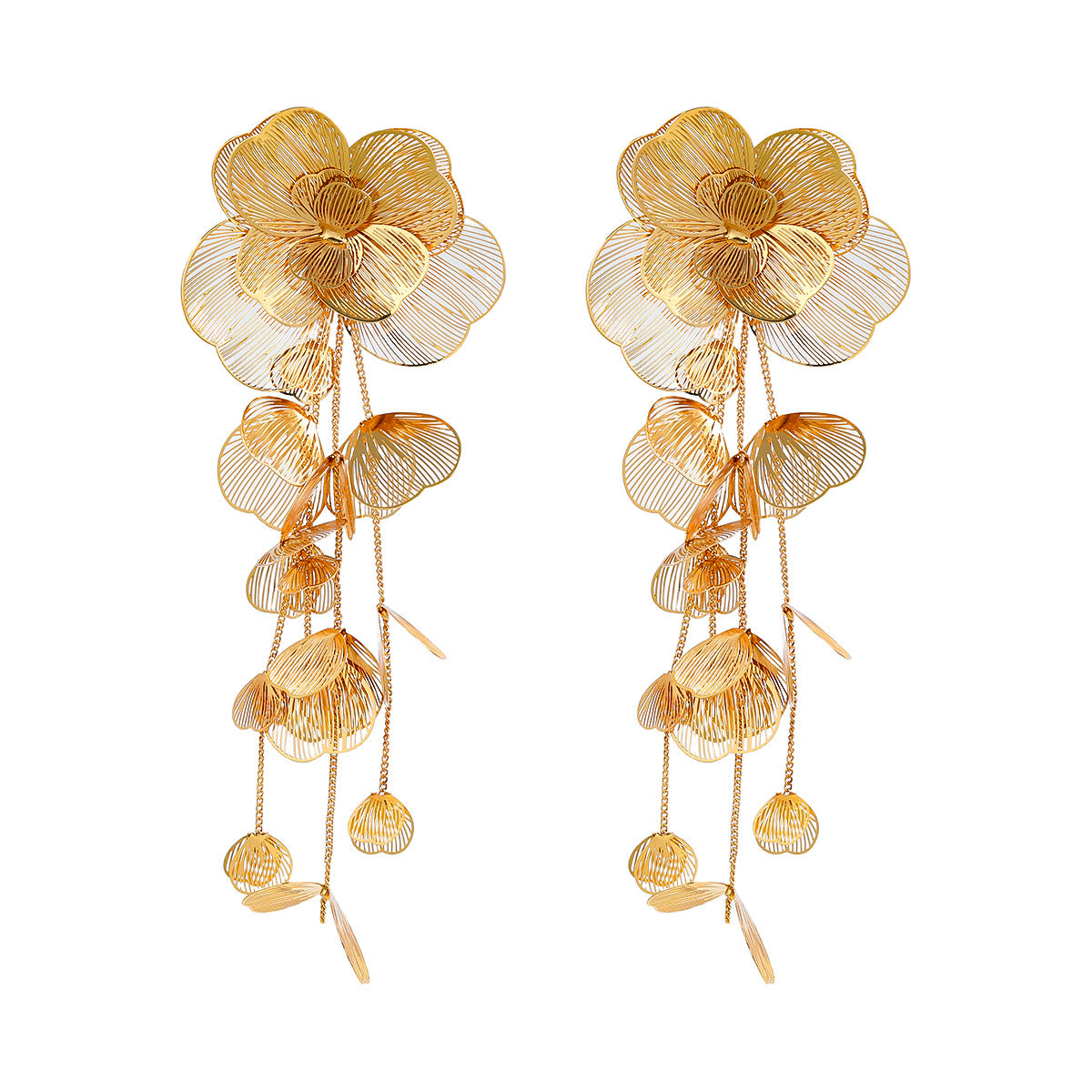 Women's Alloy Flower Exaggerated Light Luxury Metal Earrings