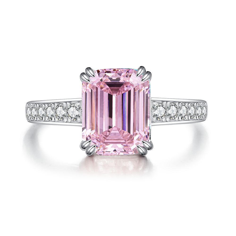 Ice Flower Cut Female Pink Diamond Rings