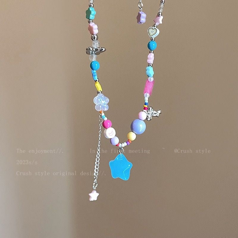 Meteor Colorful Beaded Female Niche Design Sweet Cool Hot Clavicle Necklace