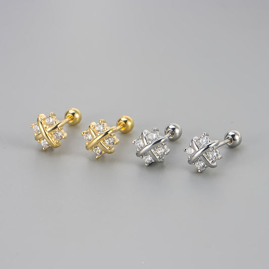Screw Niche Exquisite Shining Diamond Graceful Stud Earrings
