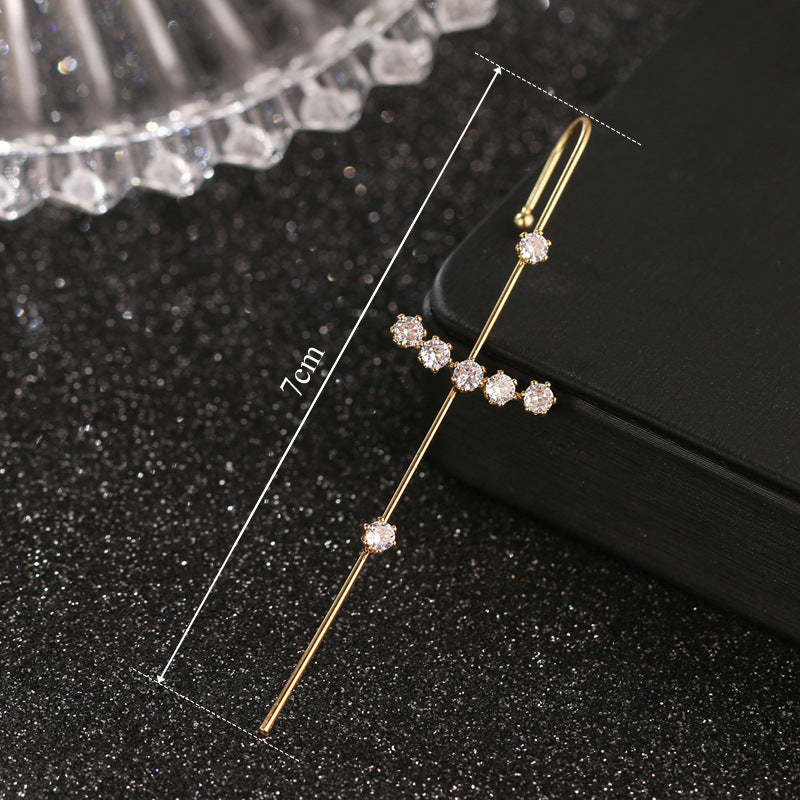Super Fairy Copper Inlaid Zircon Temperamental Cold Style Earrings
