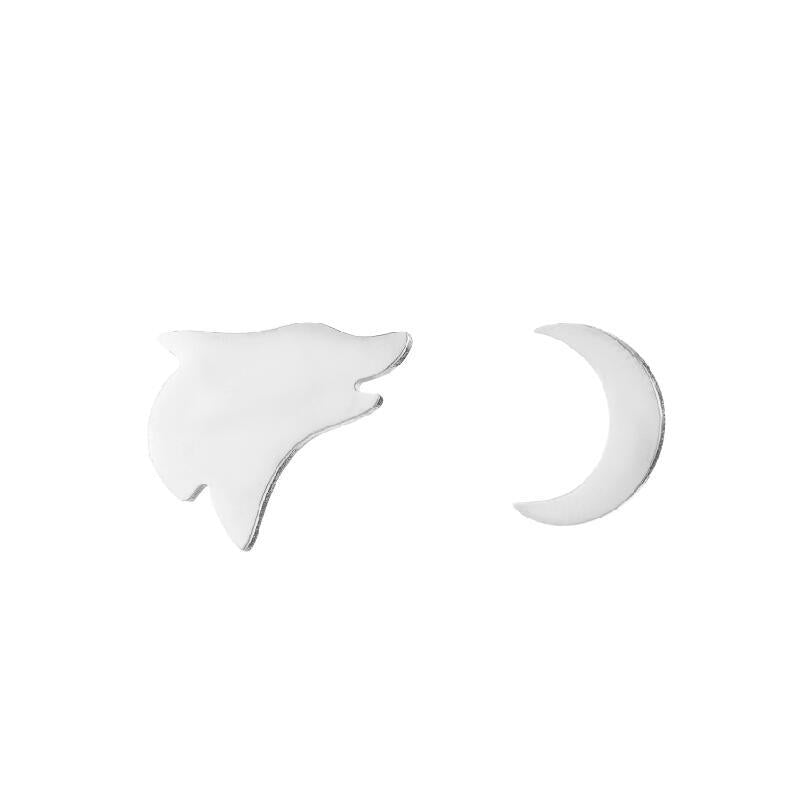 Niche Asymmetric Dog Eating Moon Christmas Deer Snowflake Ear Earrings