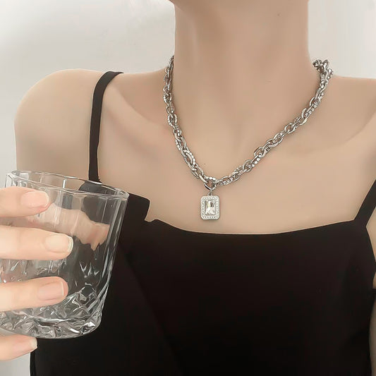 Women's & Men's Sweet Cool Hot Zircon Winding Stitching Cold Necklaces