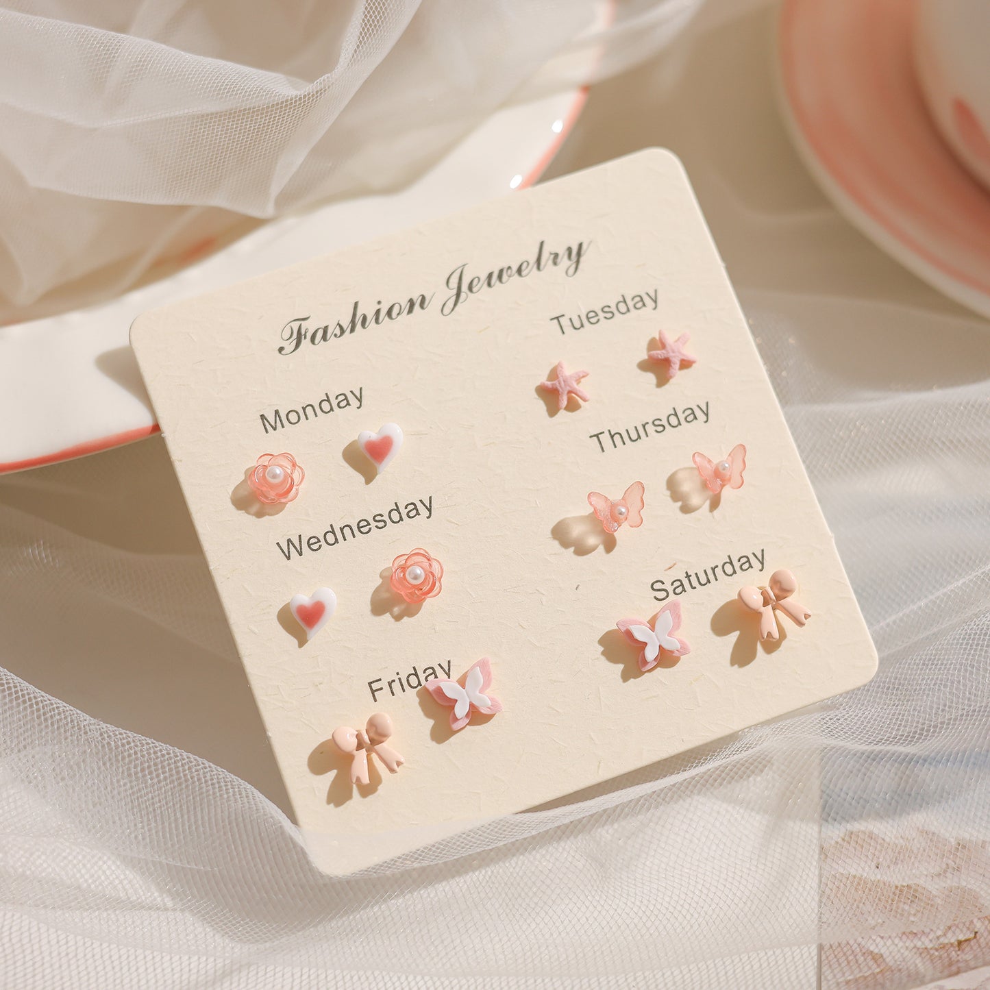 Female Pink Biological Porcelain Pin Ear Sensitive Skin Essential Stud Earrings