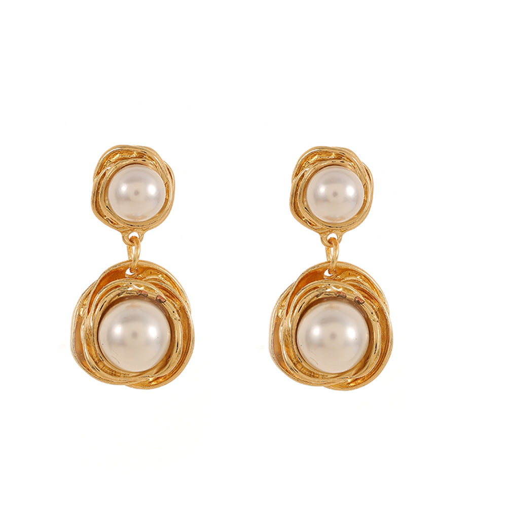 Vintage Hepburn Style Metal French Design Earrings