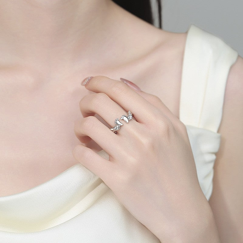 Angel Female Sweet Warm Elegant Footprints Rings