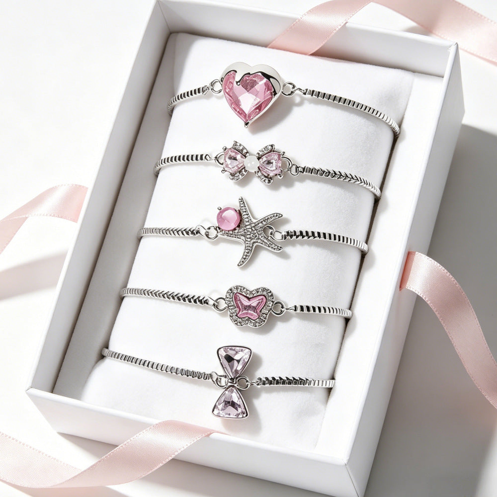 Heart Bow Tie Sweet Girly Style Special Interest Light Luxury Bracelet