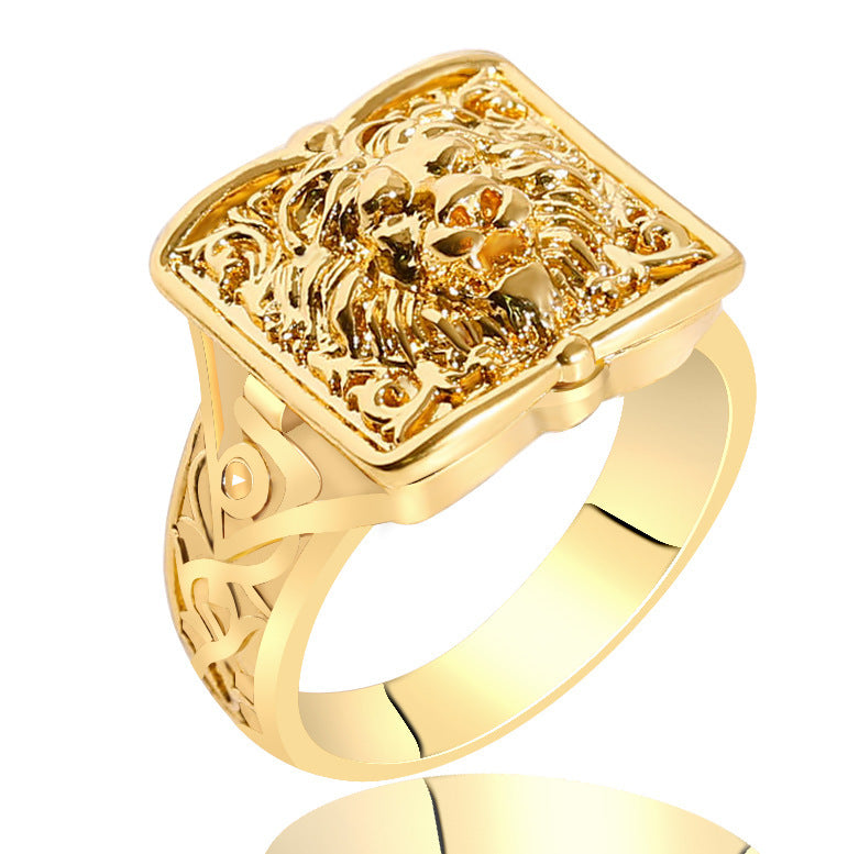 Ornament Golden Skull Carved Pattern Fashion Rings