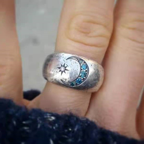 Women's Simple Sun Moon Inlaid Zircon Rings