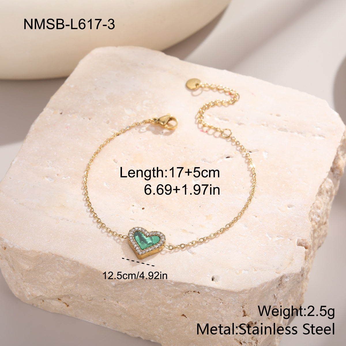 Women's Stainless Steel Retro Micro Rhinestone Heart Exquisite Refined Grace Bracelet