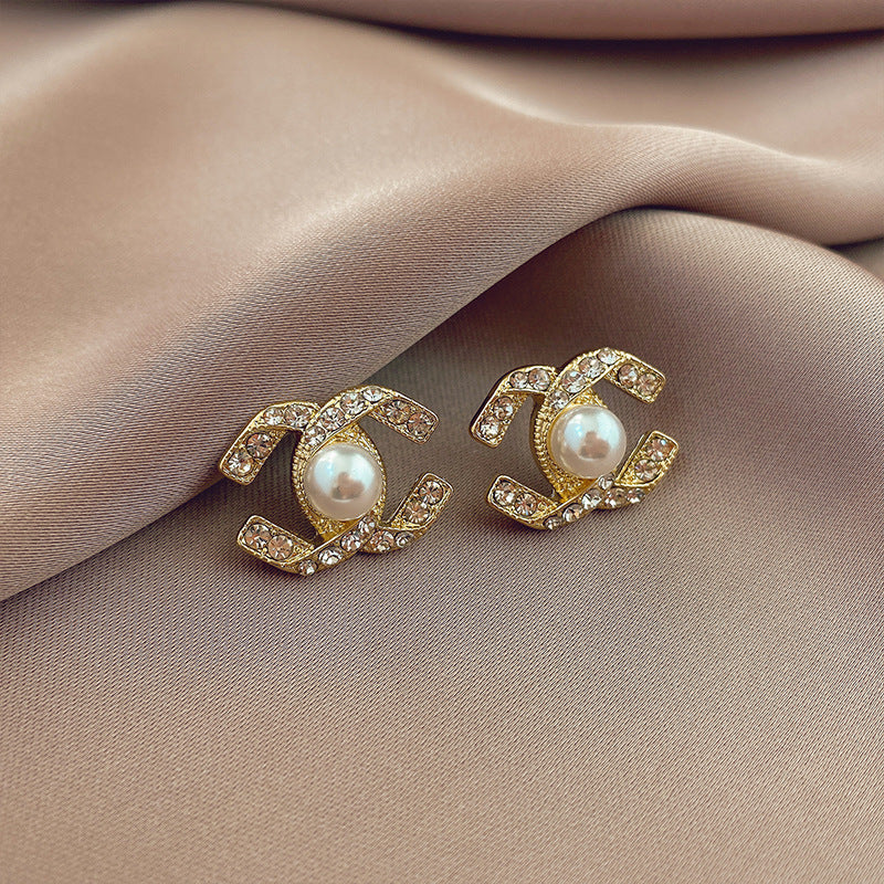 Double Light Luxury Temperament Ear Piercing Clip Sterling Sier Classic Earrings