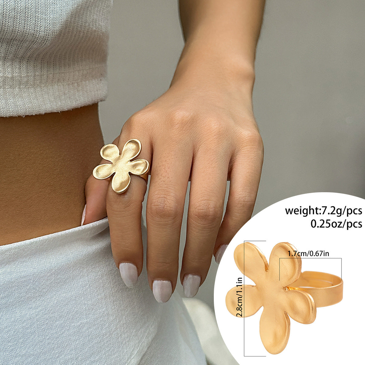 French Wafer Pleated Metal Simple Irregular Rings