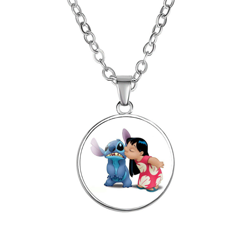 Children's Star Stitch Cartoon Pattern Time Stone Necklaces