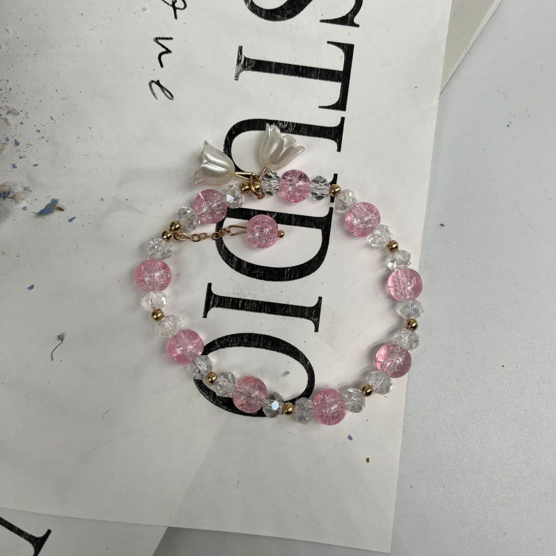 Female Aquamarine Gray Moonlight Natural Crystal Bracelet