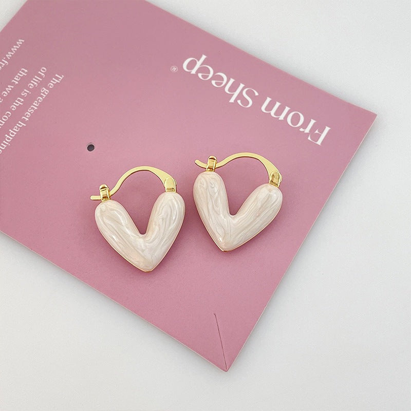 Love Heart Shape Female Design Unique Temperament Ear Earrings