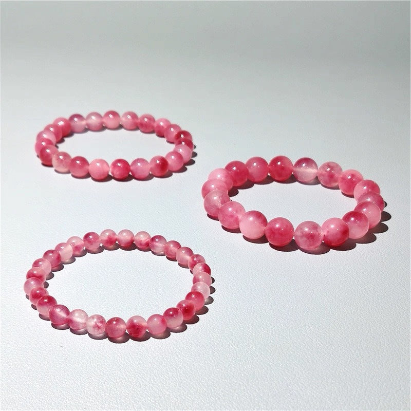 Natural Cherry Blossom Floating Flowers Agate Chalcedony Fashion Sweet Single Bracelet