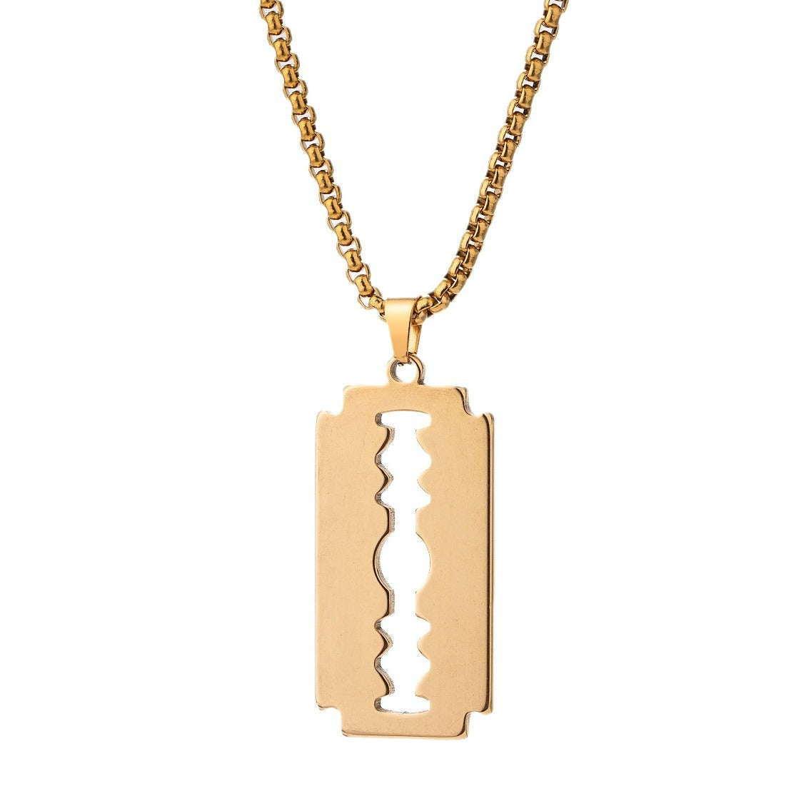 Men's Long Stainless Steel Sweater Chain Gold Plating Simple Geometric Necklaces