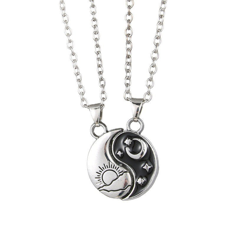 Popular Sun Moon Lovers Appetizer Stitching Necklace