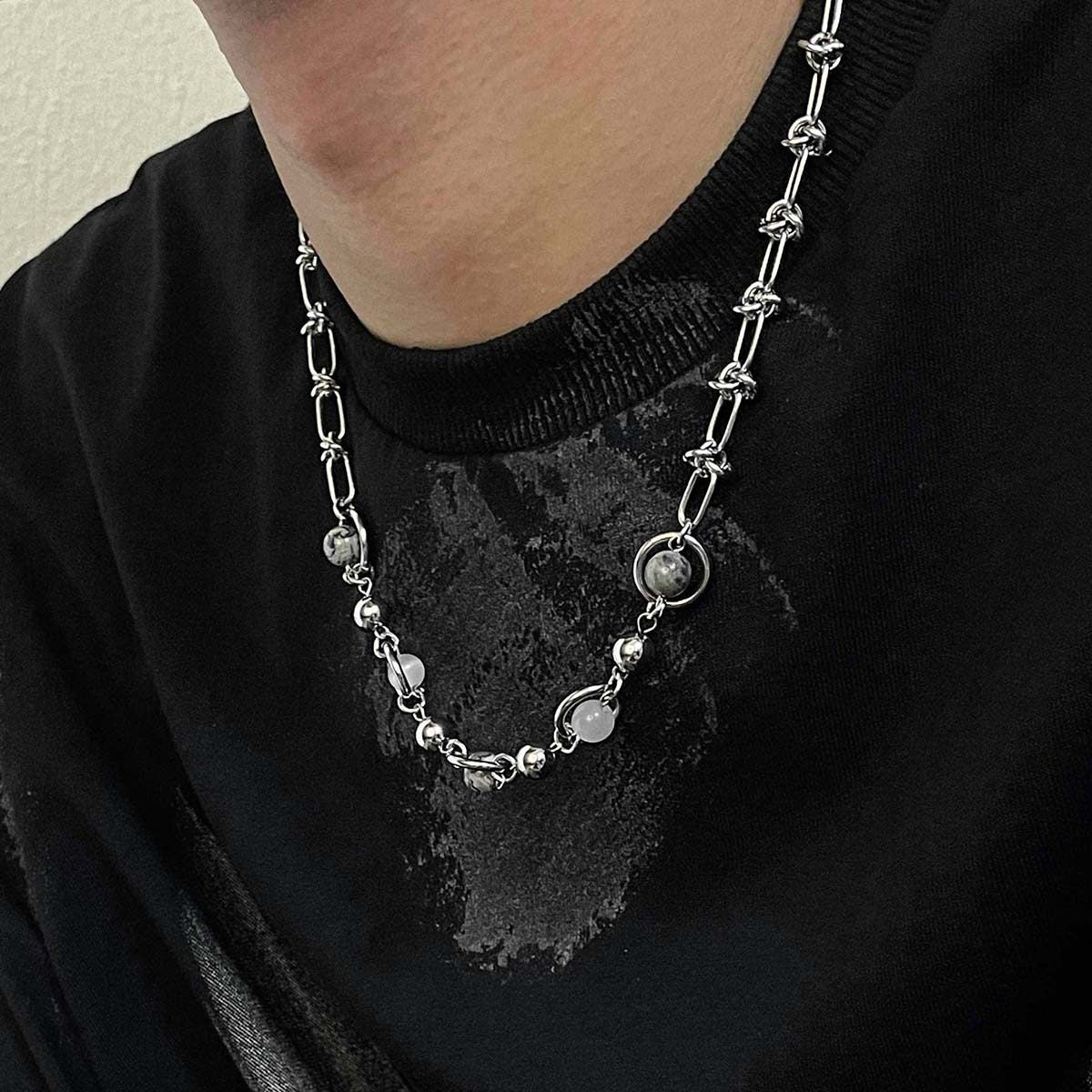 Hip Hop Planet Surrounding Niche Retro Male Female Personality Clavicle Necklace