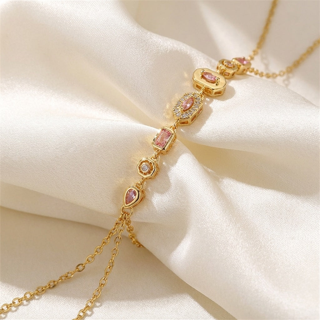 Rhinestone Geometric Finger Chain Female Fashion High Sense Bracelet