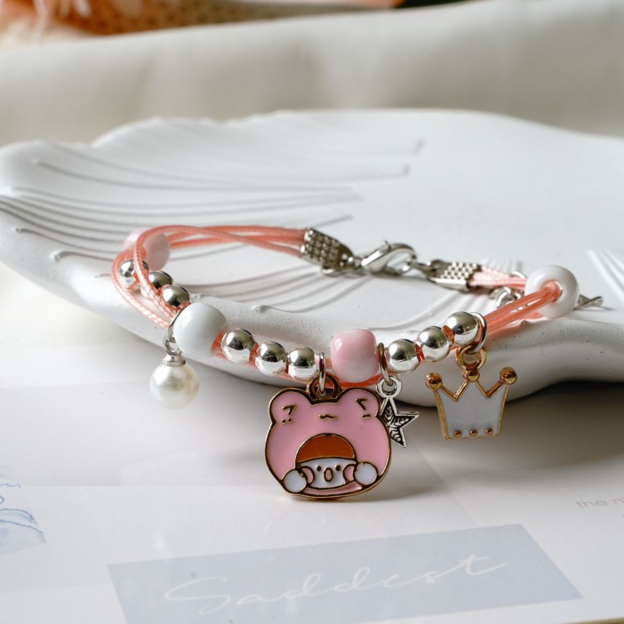 Popular Pearl Female Cartoon Woven Ceramic Jewelry Girlfriends Couple Bracelets