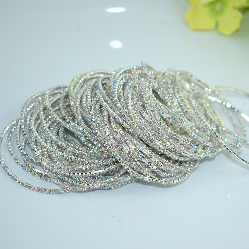 Single Row Indian Rhinestone Thin Stretch Full Bracelets