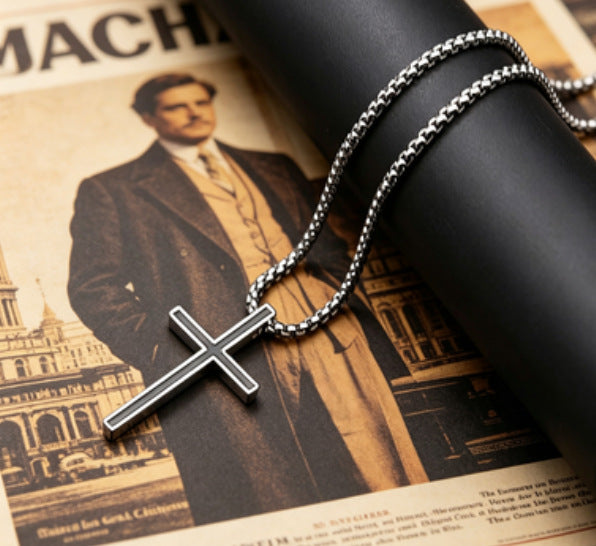 Men's Personalized Titanium Steel Fashion Hip Hop Cross Long Necklace