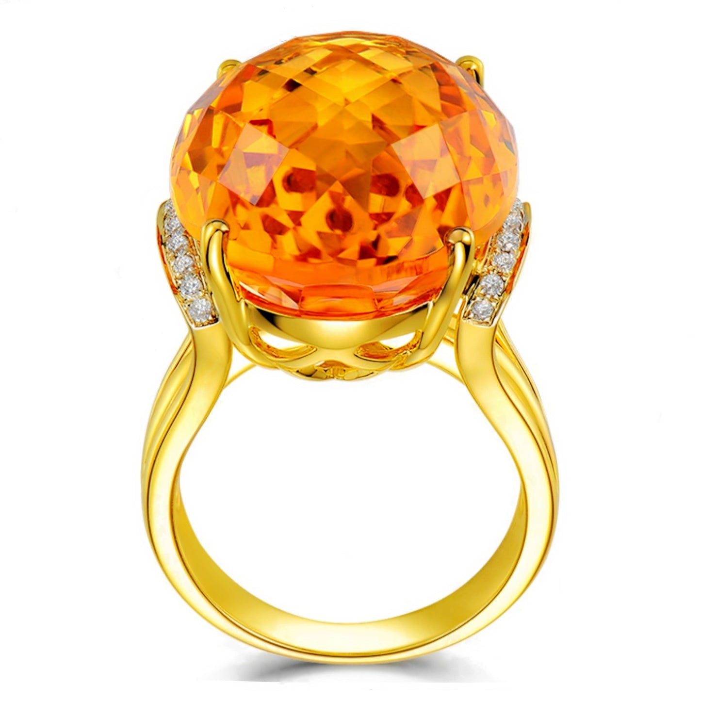 Imitation Natural Citrine Gold Big Stone Rings