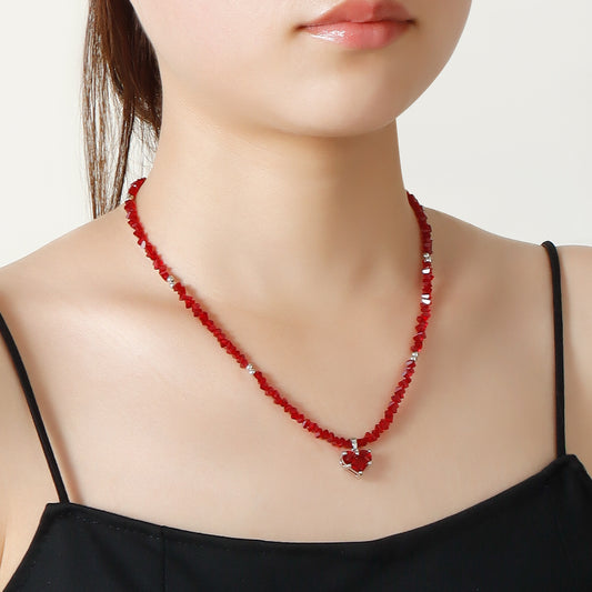 High Sense Niche Love Clavicle Chain Glass Beads Necklaces