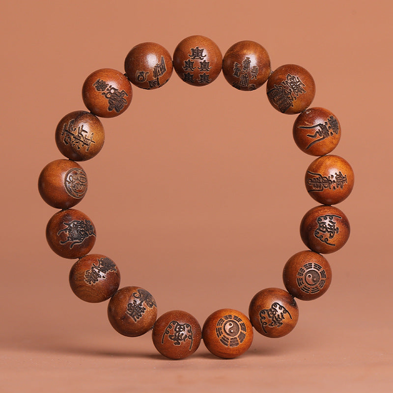 Women's & Men's Jujube Tree Carving Crafts Buddha Prayer Beads First Single Bracelet