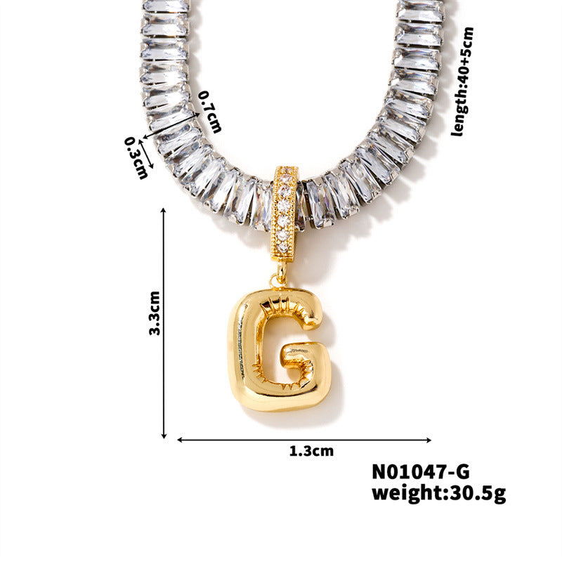 Zircon Letter English High Sense Simple Necklaces