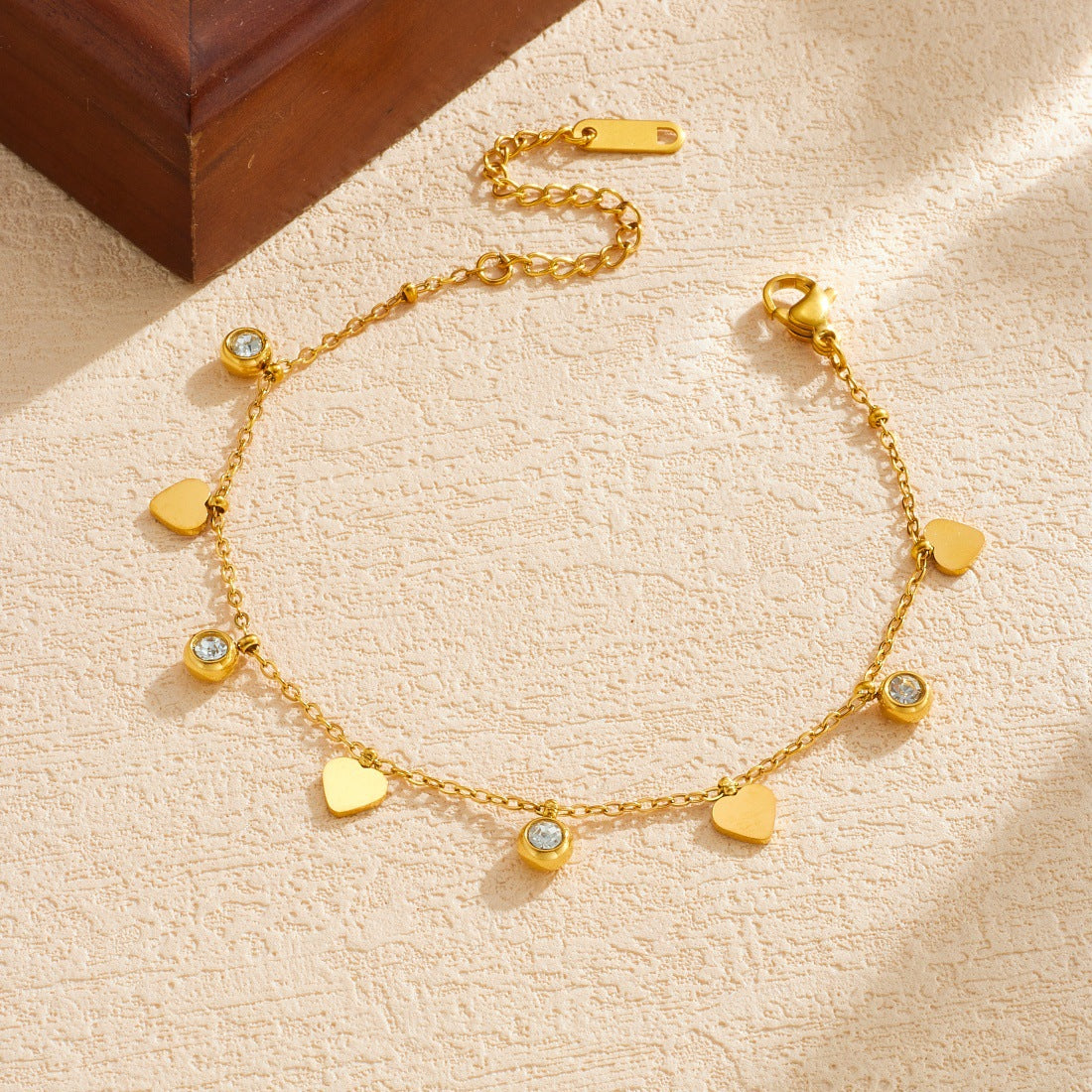Women's Stainless Steel Simple Gold-plated Love Chain Bracelet