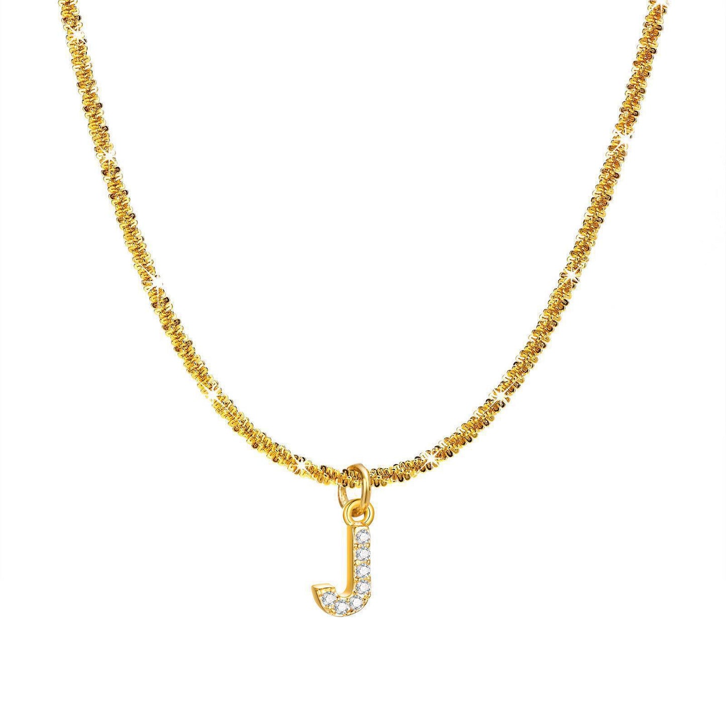 Steel Sparkling Female Inlaid Zirconium English Letters Clavicle Chain High Necklace