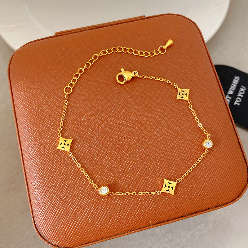 Light Luxury Micro Inlaid Zircon Woven Wire Mesh Fashion Temperament Bracelet