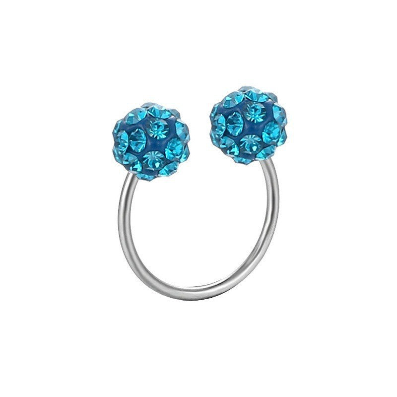 Stainless Steel Thin Needle Rod Rhinestone Ball Trendy Nose Ear Rings