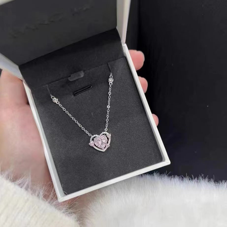 Women's Honor Coffee Guardian Hearts Pink Diamond Necklace