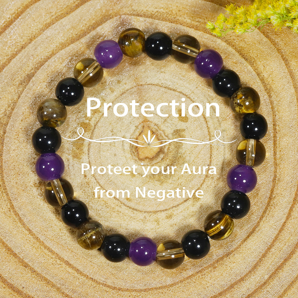 Tigereye Natural Stone Beaded Crystal Unisex Bracelet